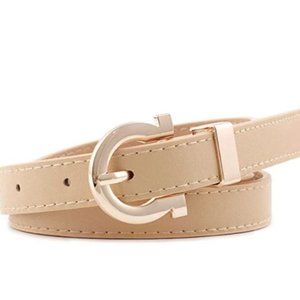 AYA Women's Leather Belt Skinny (3/4" Gold D-Ring)